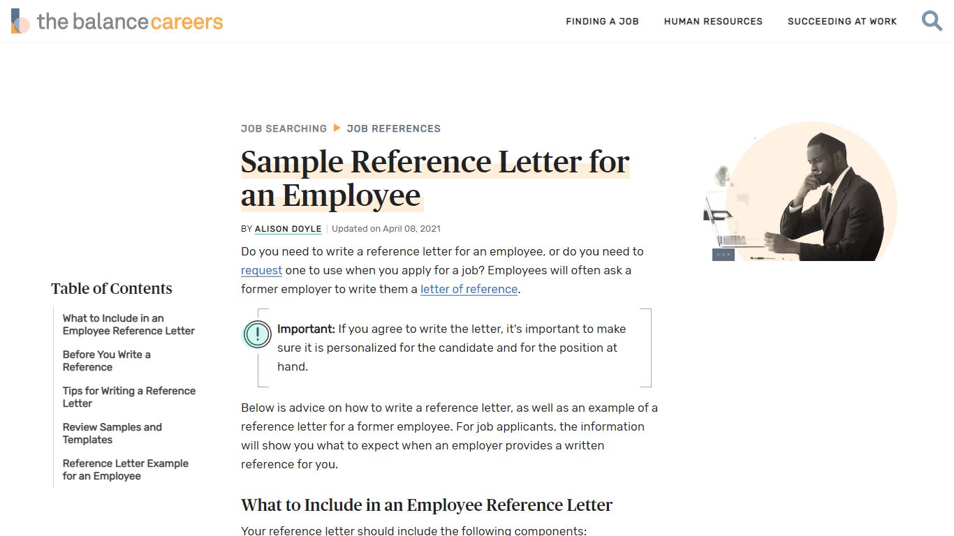 Sample Reference Letter for an Employee - The Balance Careers